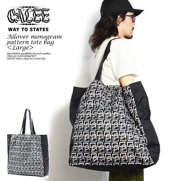 CALEE キャリー Allover monogram pattern tote bag -Large-