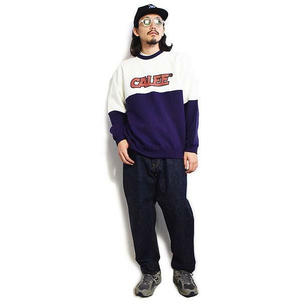 CALEE キャリー CALEE Univ. contrasting fabric crew neck sweat