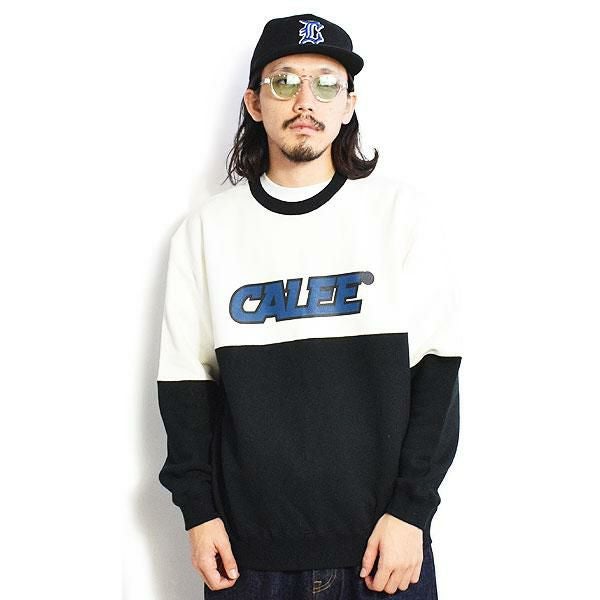 CALEE キャリー CALEE Univ. contrasting fabric crew neck sweat