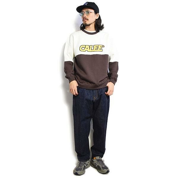 CALEE キャリー CALEE Univ. contrasting fabric crew neck sweat