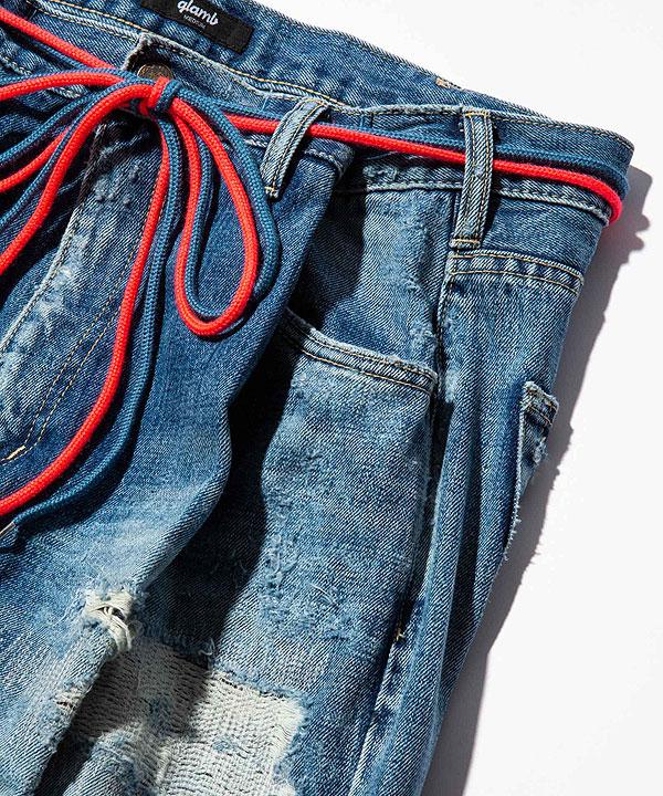 30％OFF SALE セール glamb グラム Heavy Damage Wide Denim