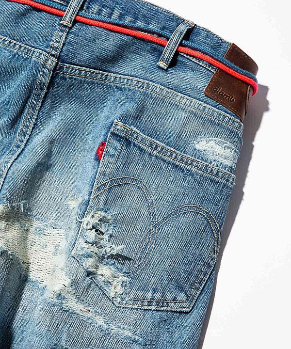 glamb グラム Heavy Damage Wide Denim