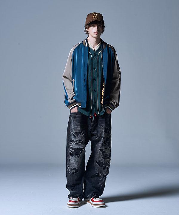 glamb グラム Heavy Damage Wide Denim