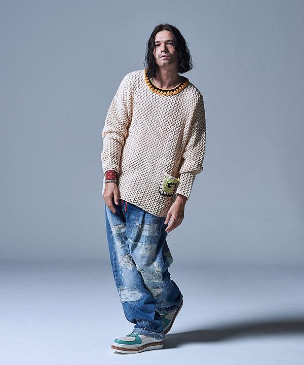 glamb グラム Heavy Damage Wide Denim