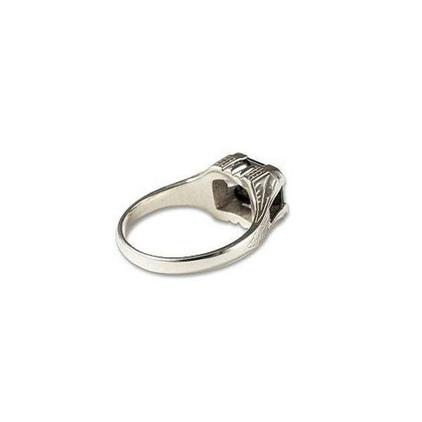 CALEE キャリー Cut stone silver ring -black cubic-