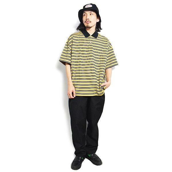 CALEE キャリー Drop shoulder narrow pitch border polo shirt