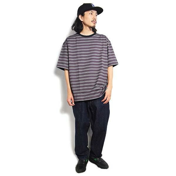 CALEE キャリー Drop shoulder narrow pitch border S/S cutsew