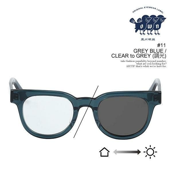 調光サングラス OWN OW-11GBL-PHGY #11 ウェリントン OWN オウン #11 GREY BLUE / CLEAR to GREY (調光)