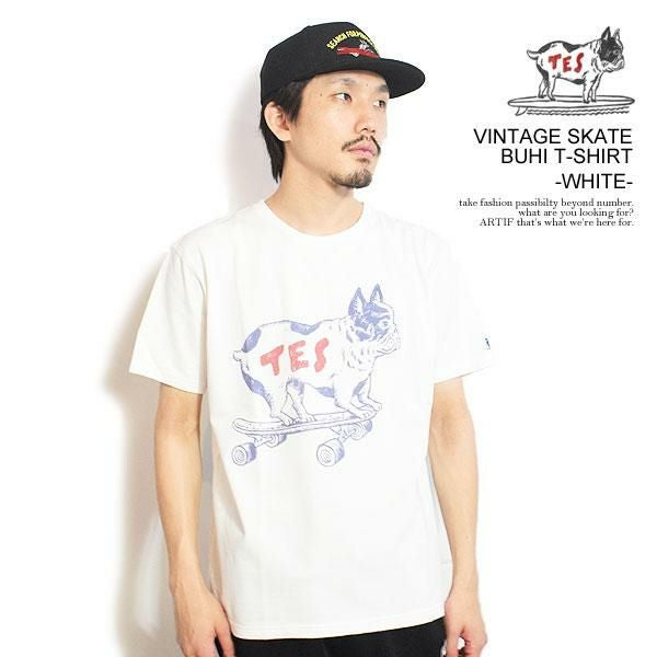 エンドレスサマー　　TES  半袖Tシャツ　　白　　タイガー The Endless Summer エンドレスサマー TES VINTAGE SKATE BUHI T-SHIRT