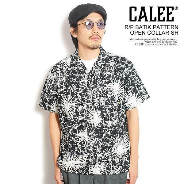 CALEE キャリー R/P BATIK PATTERN OPEN COLLAR SH