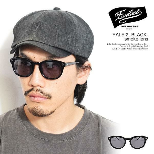 EVILACT YALE II サングラス ブラック グリーンレンズ EVILACT EYEWEAR イーブルアクト アイウェア YALE 2 -BLACK- / smoke lens