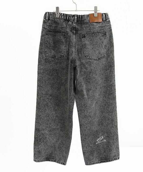 GLIMCLAP グリムクラップ Chemical processing denim wide straight pants