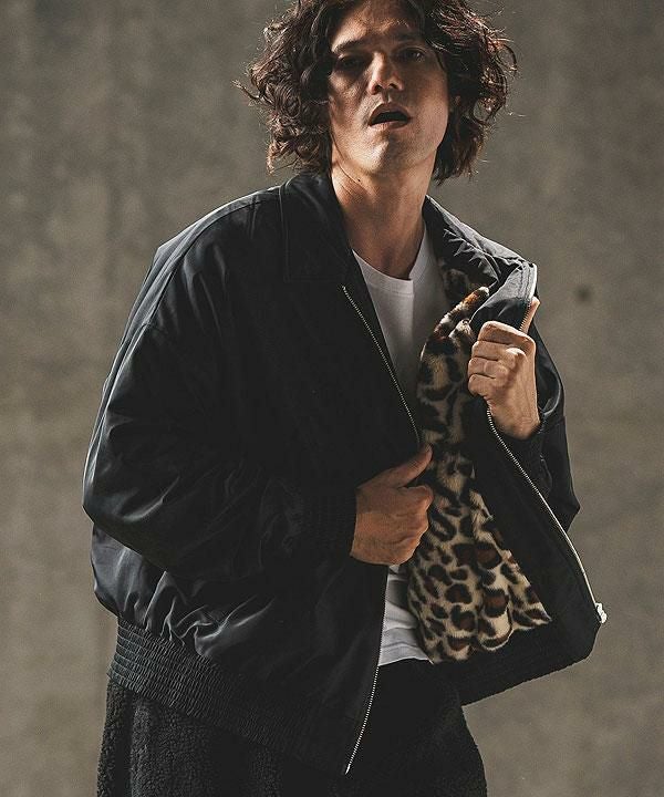 GLIMCLAP レオパード　総柄ジャケット L 新品タグ付き 希少　ラスト一点 GLIMCLAP グリムクラップ Ripstop nylon × shaggy leopard zip up jacket