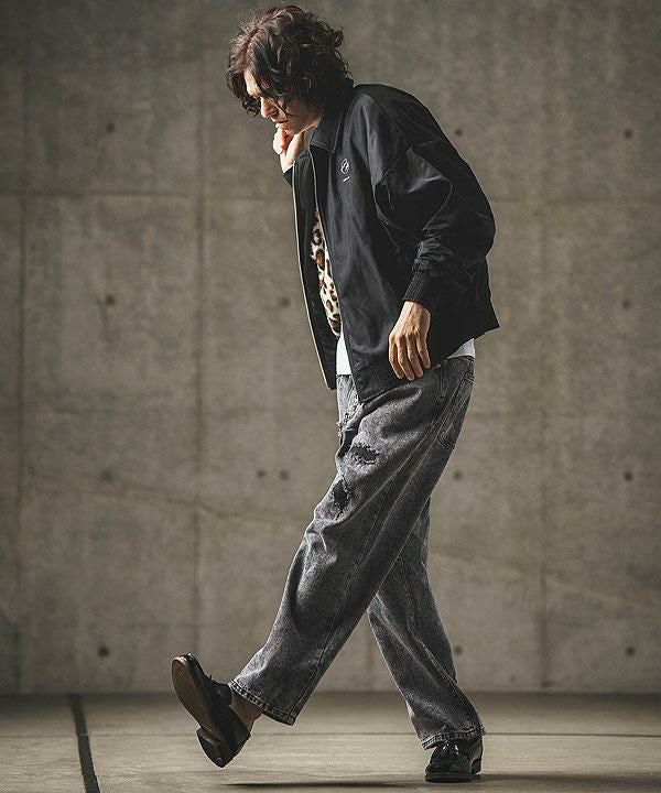 GLIMCLAP グリムクラップ Ripstop nylon × shaggy leopard zip up jacket