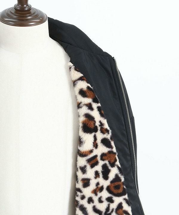 GLIMCLAP グリムクラップ Ripstop nylon × shaggy leopard zip up jacket