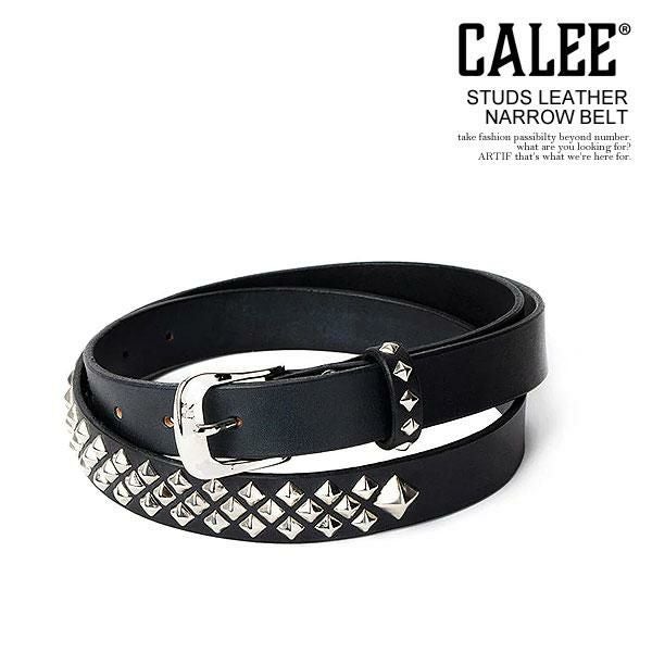 CALEE キャリー STUDS LEATHER NARROW BELT CL-24AW016LE