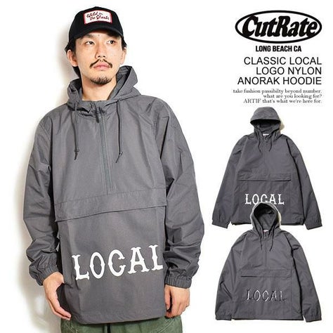 CUTRATE カットレイト CLASSIC LOCAL LOGO NYLON ANORAK HOODIE