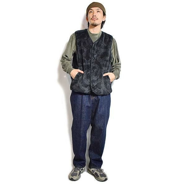 CALEE キャリー NYLON RIP FLEECE WAIST COAT -SNAKE PATTERN-