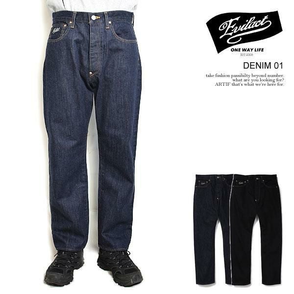23AW 濃紺 イーブルアクト ロゴ刺繍 13ozセルビッチ デニム パンツ L EVILACT イーブルアクト EVILACT DENIM 01