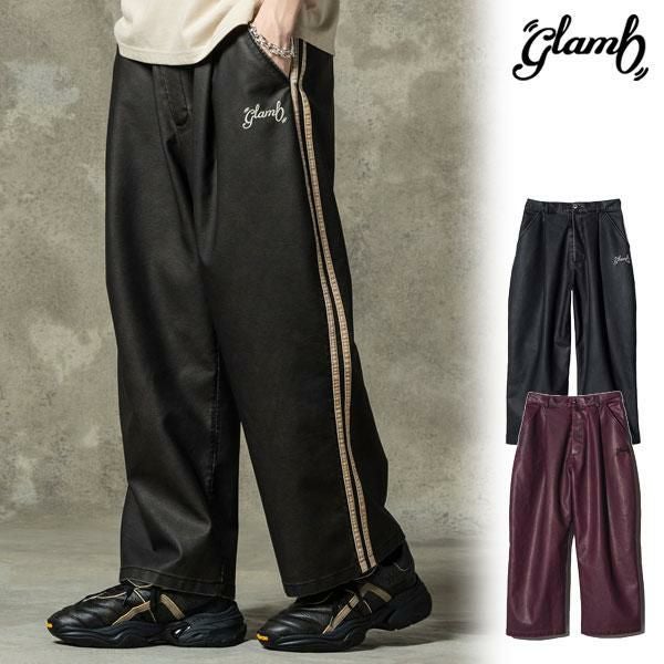 glamb グラム　Shinin layered pants リブパンツ glamb グラム Synth Leather Track Pants