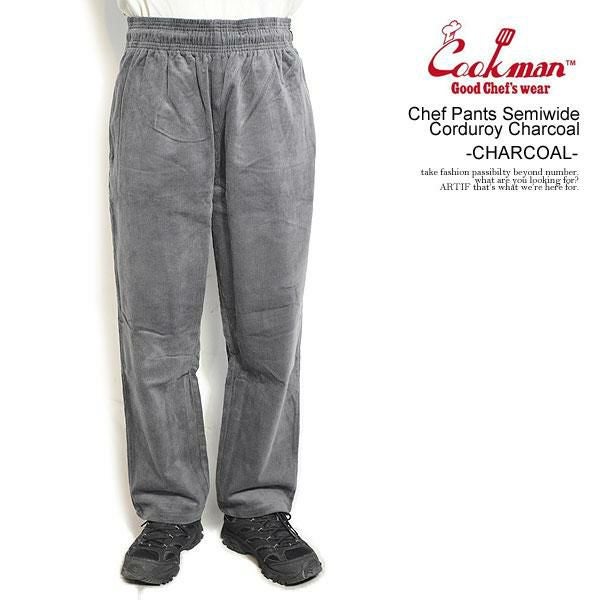 COOKMAN クックマン Chef Pants Semiwide Corduroy Charcoal -CHARCOAL
