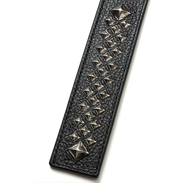 CALEE キャリー STUDS LEATHER FLAT LONG KEY RING