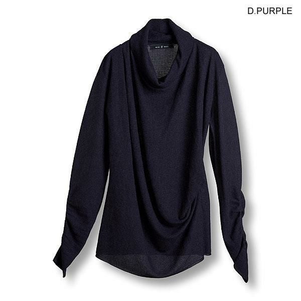 NO ID. BLACK ノーアイディー オフタートルドレープニットPO