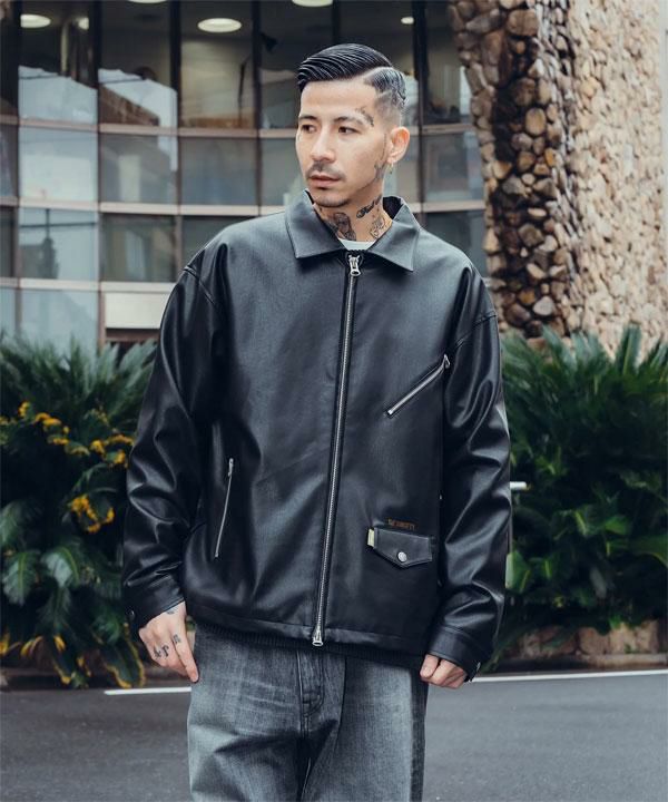 Subciety シングルライダースジャケット XL SUBCIETY サブサエティ Fake leather zip jkt