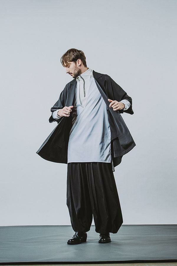NO ID. BLACK ノーアイディー バックタックダブルブレストポンチョ