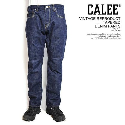 CALEE キャリー VINTAGE REPRODUCT TAPERED DENIM PANTS -OW-