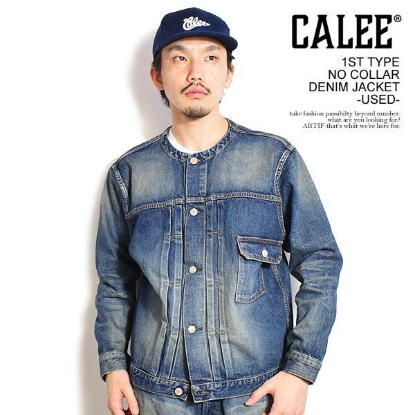 CALEE キャリー 1ST TYPE NO COLLAR DENIM JACKET -USED-