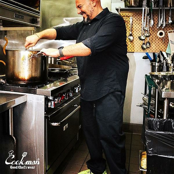 チキンマンブラックXL COOKMAN クックマン Chef Pants Semiwide Black Belt Black -BLACK