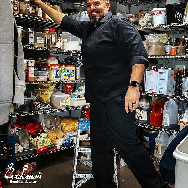 COOKMAN クックマン Chef Pants Semiwide Black Belt Black -BLACK