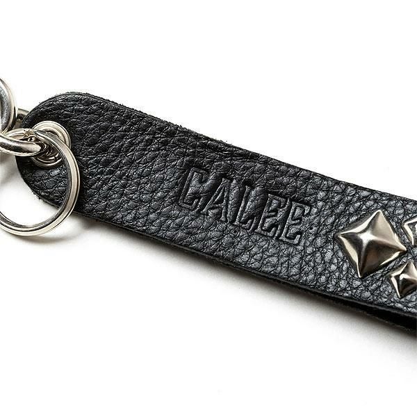 CALEE キャリー STUDS LEATHER FLAT KEY RING