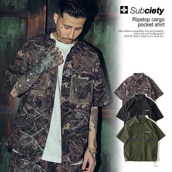 SUBCIETY サブサエティ Ripstop cargo pocket shirt