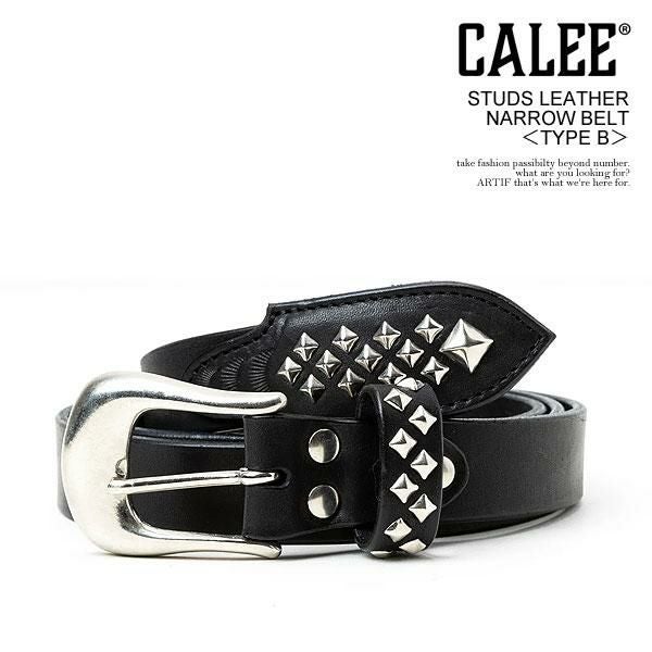 CALEE キャリー STUDS LEATHER NARROW BELT -TYPE B-