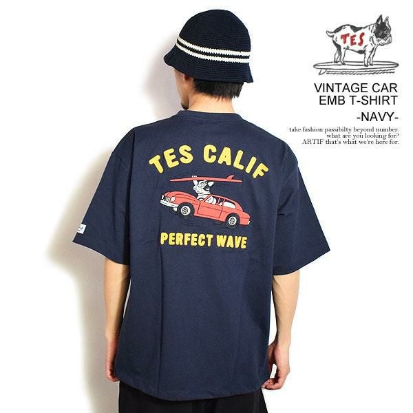 The Endless Summer エンドレスサマー TES VINTAGE CAR EMB T-SHIRT -NAVY-