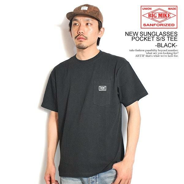 BIG MIKE ビッグマイク NEW SUNGLASSES POCKET S/S TEE -BLACK-