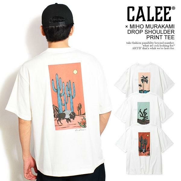 CALEE キャリー × MIHO MURAKAMI DROP SHOULDER PRINT TEE