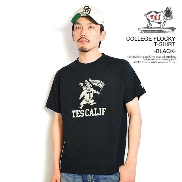 The Endless Summer エンドレスサマー TES COLLEGE FLOCKY T-SHIRT -BLACK-