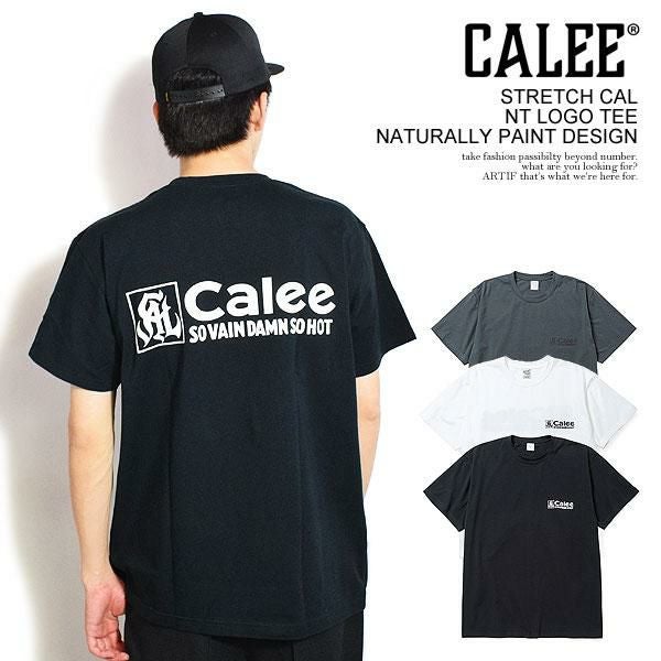 CALEE キャリー STRETCH CAL NT LOGO TEE -NATURALLY PAINT DESIGN-