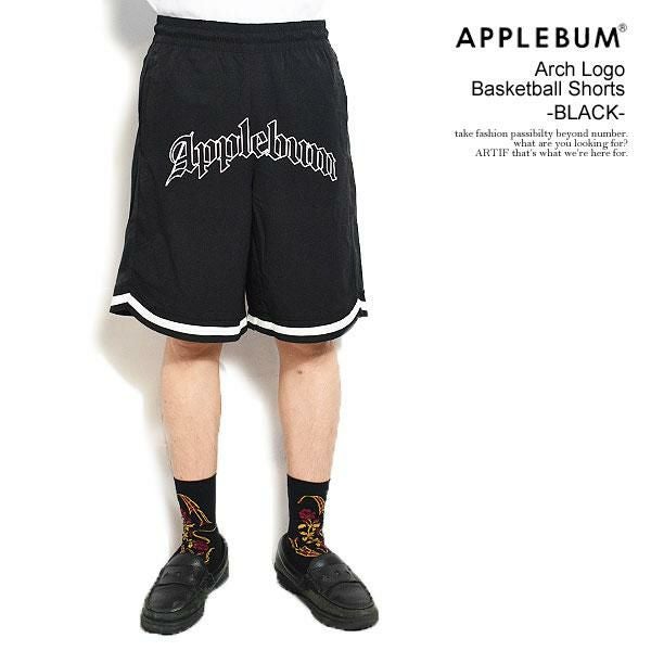 APPLEBUM アップルバム Arch Logo Basketball Shorts -BLACK-