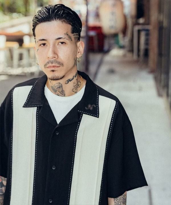 SUBCIETY サブサエティ Hand stitch panel shirt