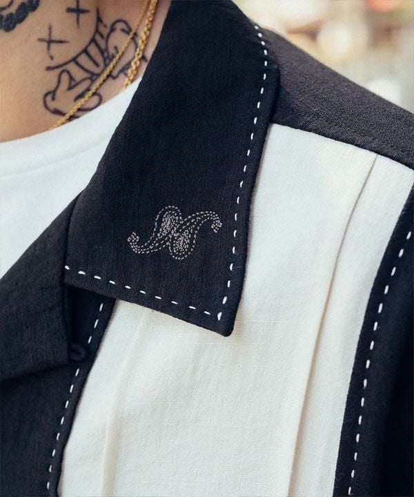 SUBCIETY サブサエティ Hand stitch panel shirt