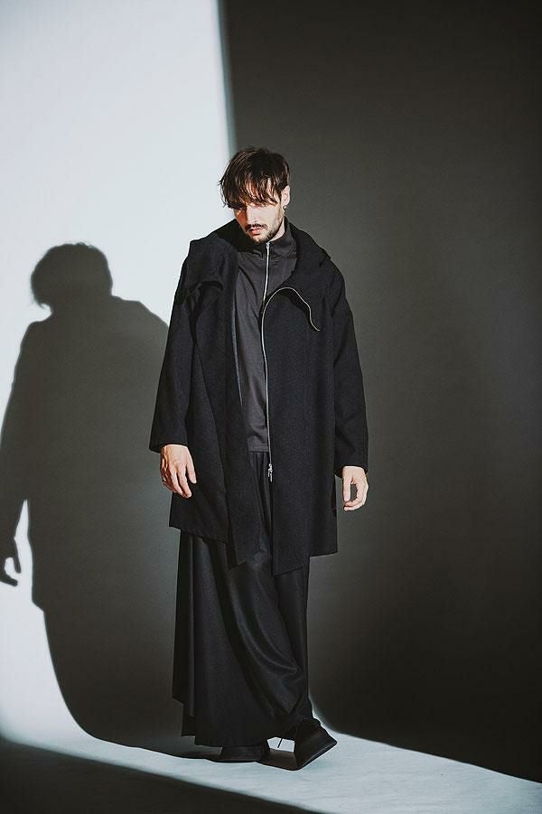 NO ID. BLACK ノーアイディー ライダースフーデッドコート