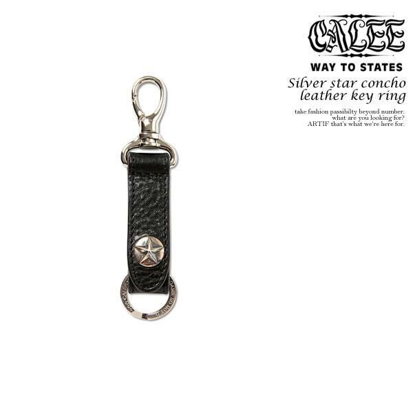 CALEE キャリー SILVER STAR CONCHO LEATHER KEY RING CL-25SS004LE EX