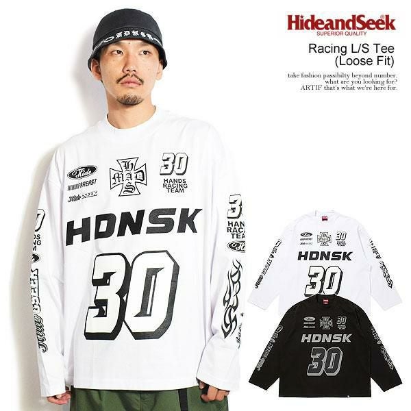 HIDE AND SEEK ハイドアンドシーク Racing L/S Tee(Loose Fit)