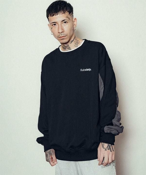 SUBCIETY サブサエティ Nylon switched sweatshirt