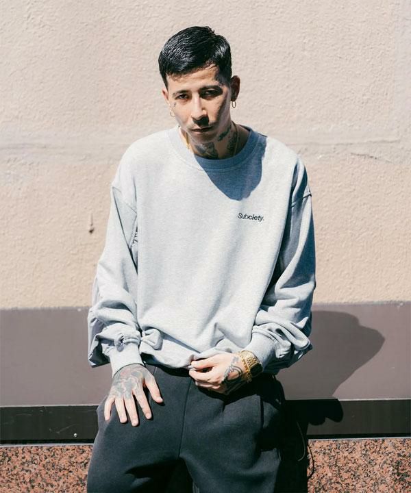 SUBCIETY サブサエティ Nylon switched sweatshirt
