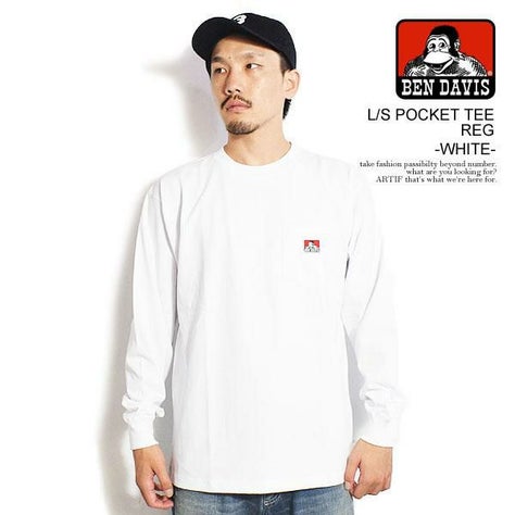 BEN DAVIS ベンデイビス L/S POCKET TEE REG -WHITE-
